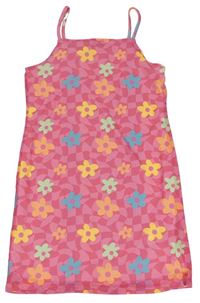 Růžové vzorované květované šaty Primark