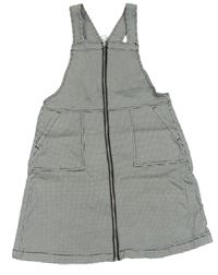 Černo-bílé kostkované plátěné propínací šaty H&M