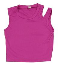 Fuchsiový žebrovaný crop top s průstřihem Shein 