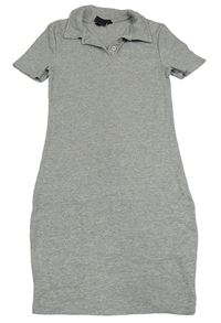 Šedé melírované žebrované elastické polo šaty New Look
