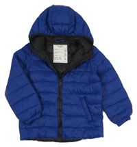 Tmavomodrá prošívaná šusťáková zateplená bunda s kapucí M&S