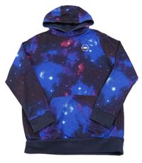 Lilkovo-modrá mikina s vesmírem a kapucí F&F