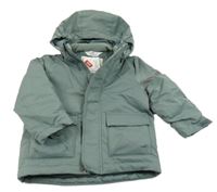 Nové - Zelenošedá šusťáková zimní bunda s kapucí H&M