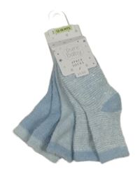 Nové - 3x chlupaté ponožky - 2x světlemodré + světlemodro-bílé pruhované