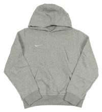 Šedá melírovaná mikina s logem a kapucí Nike