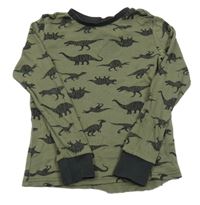 Khaki pyžamové triko s dinosaury H&M