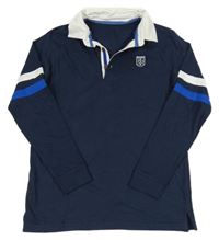 Tmavomodré polo triko s výšivkou St. Bernard