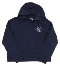 Tmavomodrá mikina s logem a kapucí Calvin Klein