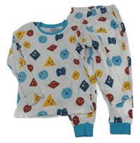 Bílé pyžamo s obrazci Kids