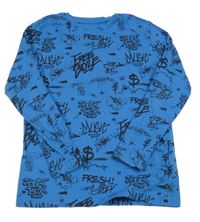 Modré triko s graffiti nápisy Primark