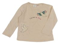 Světlerůžové triko s ptáčky Zara