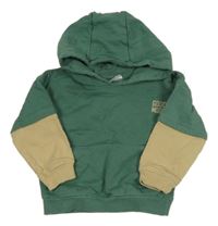 Zeleno-písková mikina s nápisem a kapucí Ergee