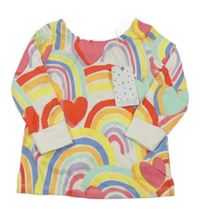 Nové - Smetanovo-barevné pyžamové triko s duhami a srdíčky Next