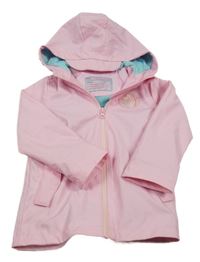Růžová nepromokavá jarní bunda s nášivkou a kapucí Impidimpi
