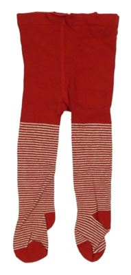 Červeno-bílé pruhované punčoháče Tu