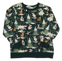 Tmavozelená mikina se zvířaty H&M