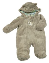 Hnědá chlupatá zateplená kombinéza s ježkem a kapucí Bornino