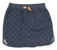 Nové - Tmavomodrá puntíkatá plátěná sukně s úpletovým pasem Cool Club