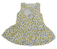 Nové - Bílé květované šaty s mašlí