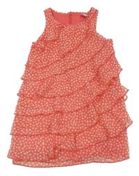 Červené šifonové vrstvené šaty se srdíčky Dopodopo