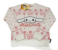 Nové - Světlerůžový chlupatý vzorovaný svetr s Cinnamoroll - Hello Kitty