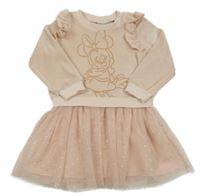 Růžové plyšovo/tylové šaty s Minnie Disney