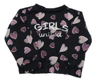 Černá mikina se srdíčky a nápisem Dopodopo