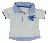 Bílo-modré polo tričko s potiskem Early Days