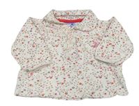 Bílo-barevné květované triko s límečkem 