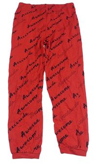 Červené pyžamové kalhoty s černými nápisy George