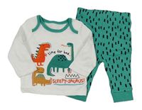 Bílo-zelené pyžamo s dinosaury Nutmeg
