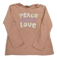 Starorůžové triko s nápisem H&M