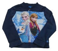 Tmavomodro-modrá sportovní propínací mikina s Frozen Disney
