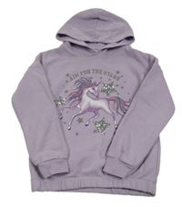 Lila mikina s jednorožcem a kapucí zn. Tu