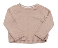 Světlerůžový 3D puntíkatý svetr s mašličkou ISAAC MIZRAHI