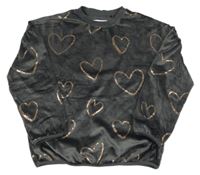 Tmavošedá plyšová mikina se srdíčky Next