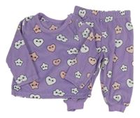 Fialové sametové pyžamo se srdíčky Primark