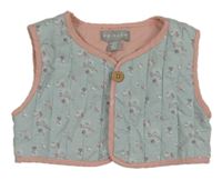 Světlemodro-růžová prošívaná květovaná propínací crop vesta Primark