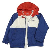 Modro-bílo-červená šusťáková jarní bunda s kapucí Zara