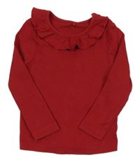 Rubínové žebrované triko s volánkem George