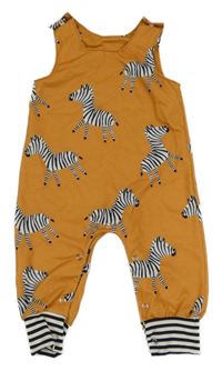 Okrové lehké laclové tepláky se zebrami 