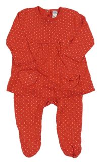 Červený puntíkatý overal s našitou tunikou Topomini