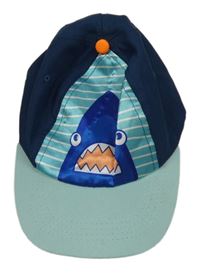 Modro-tmavomodrá kšiltovka se žralokem 
