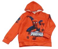 Červená lehká mikina se Spidermanem a kapucí 