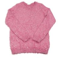 Růžový chlupatý flitrový svetr Lily & Dan