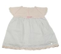 Bílo-světlerůžové vzorované šaty 