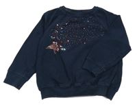 Tmavomodrá mikina s flitry Next