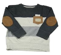 Tmavošedo-šedá pruhovaná mikina s kapsou Rebel