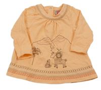 Meruňková tunika s výšivkami a obrázkem Orchestra 