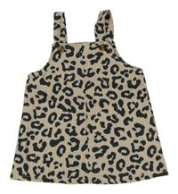 Béžovo-černé leopardí lehké laclové šaty Shein